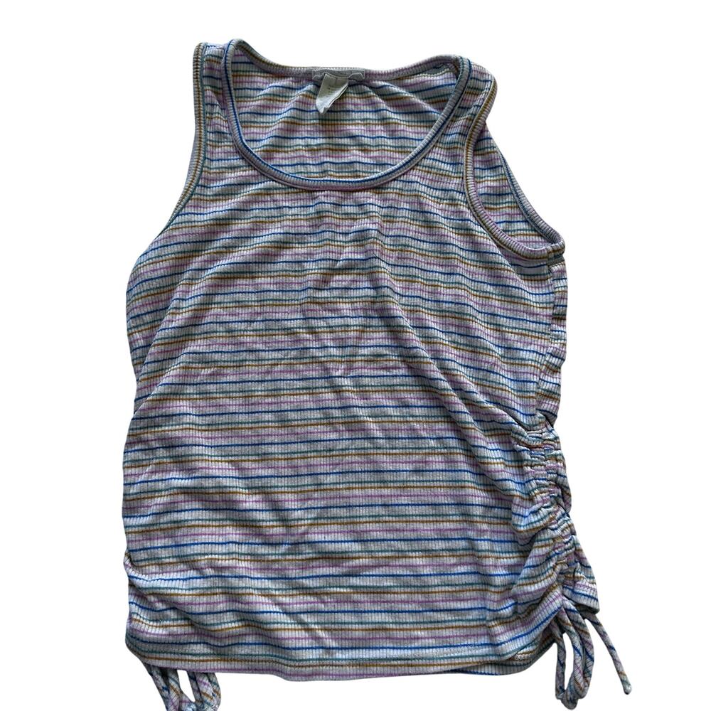 Full Tilt Rainbow Striped Ribbed Tank - Girls Medium